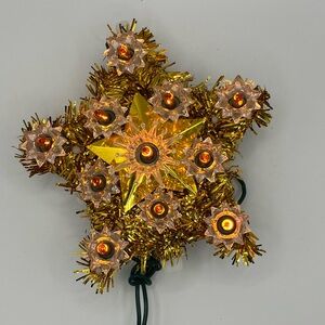 Gold Star Christmas Tree Topper with Lights